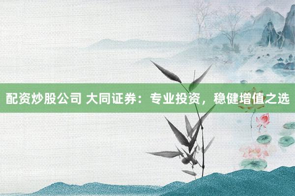 配资炒股公司 大同证券：专业投资，稳健增值之选