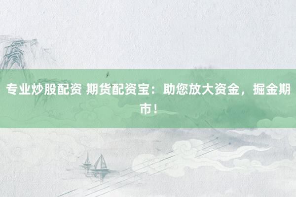 专业炒股配资 期货配资宝：助您放大资金，掘金期市！