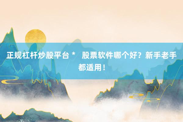 正规杠杆炒股平台 *   股票软件哪个好？新手老手都适用！