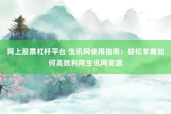 网上股票杠杆平台 生讯网使用指南：轻松掌握如何高效利用生讯网资源
