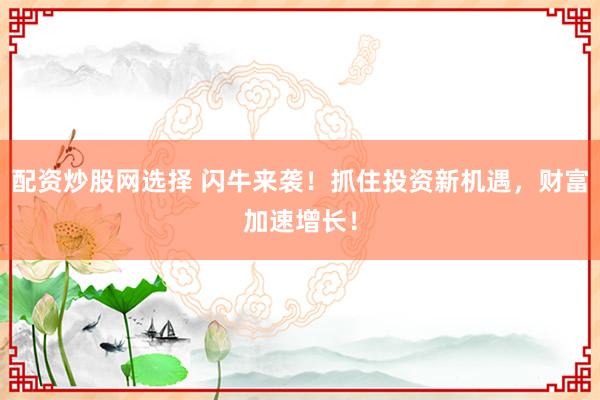 配资炒股网选择 闪牛来袭！抓住投资新机遇，财富加速增长！