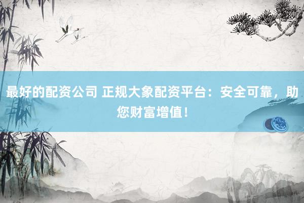 最好的配资公司 正规大象配资平台：安全可靠，助您财富增值！