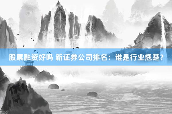 股票融资好吗 新证券公司排名：谁是行业翘楚？