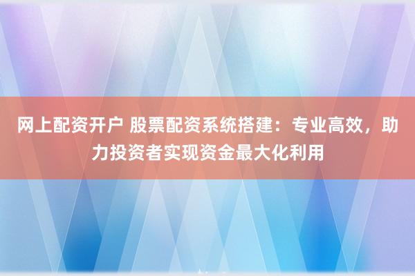 网上配资开户 股票配资系统搭建：专业高效，助力投资者实现资金最大化利用
