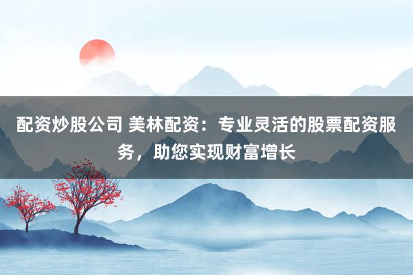 配资炒股公司 美林配资：专业灵活的股票配资服务，助您实现财富增长
